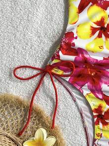 Swim Vcay Áo tắm liền thân nữ họa tiết ngẫu nhiên, dây mảnh, thắt dây rút, xếp ly, thích hợp cho mùa xuân/hè. - Nhiều màu - Xem 5