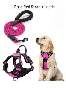 Dog Harness, Adjustable Soft Padded Vest, Reflective No-Choke Oxford Vest With Control Handle & Car Seatbelt Loop (Optional) – Includes Free Heavy-Duty 5ft Leash - Multicolor - View 43