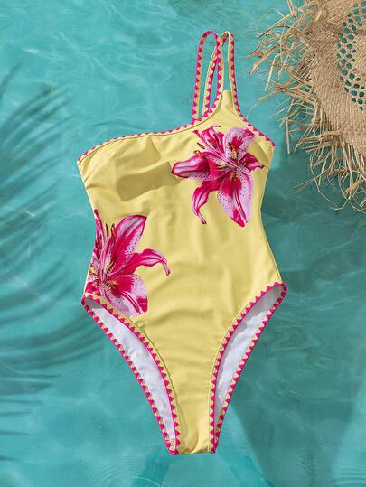 Bonvoyette Damesbadpak met nieuwe positioneringsprint, meerkleurige ruches en een sexy, elegante uitstraling. Modieus en minimalistisch, perfect voor een zomervakantie.