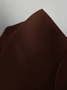 Aloruh Dark Brown Elegant Night Out Summer One-Shoulder Backless Layered Ruffle Blouse, Valentine's Day Wedding Pink Chiffon Beach Shirt Top - Brown - View 9