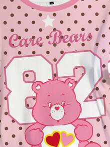 SHEIN X Care Bears Plus Size Polka Dot Bear & Number Print T-Shirt - White - View 4