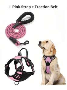 Dog Harness, Adjustable Soft Padded Vest, Reflective No-Choke Oxford Vest With Control Handle & Car Seatbelt Loop (Optional) – Includes Free Heavy-Duty 5ft Leash - Multicolor - View 13