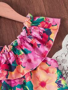 SHEIN Tween Girls' Vacation Casual Floral Print Shirt And Shorts 2 Pieces Set - Multicolor - View 5