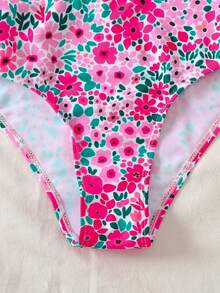 Bộ bikini in hoa dành cho bé gái tuổi teen, 2 mảnh, kiểu dáng ngọt ngào và thời trang, phù hợp cho mọi dịp, mùa xuân/hè. - Hồng - Xem 3