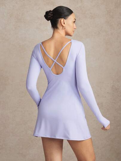  Activina Women's Sports Long Sleeve Dress & Shorts Set  Comfortable Breathable Fitness Sports Dress Quick-Drying Gym Workout Casual Skin-Friendly Quick-Drying Gym Workout Casual Skin-Friendly  Women's Contrast Color Collar Sleeveless Casual Fitness Sports Dress Golf Skirt Set Women's Golf Skort Top Set Golf Tennis Dress Women Tennis Skirt Set Female Golf Attire Women Sets 2in1 Summer All Season Ralphlauren Old Money