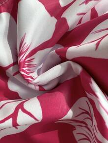 Áo tắm liền thân khoét lỗ màu hồng cánh sen in hoa dành cho bé gái tuổi teen, thích hợp cho kỳ nghỉ biển. - Màu Hồng Tươi - Xem 8