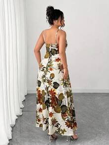 SHEIN Elenzya 大码女士优雅时尚百搭休闲通勤长款印花针织连衣裙 - 彩色 - 查看 2