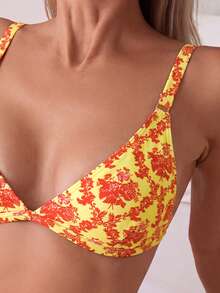 Swim Mod Bộ bikini hai mảnh màu vàng trơn tối giản in hoa, thích hợp cho kỳ nghỉ Xuân/Hè 2026, đồ bơi cao cấp dành cho bãi biển và chụp ảnh, bộ bikini nâng ngực cho nữ, trang phục đi nghỉ mát, bộ bikini nữ. - Nhiều màu - Xem 3