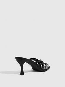 CUCCOO SZL Women's Round Toe Stiletto Black Stripe Stitching High Heel Sandals Fashionable Elegance Sexy Party Women's Sandals Women's Shoes - Burst 918 Black 1 - View 3