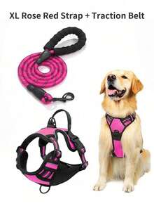 Dog Harness, Adjustable Soft Padded Vest, Reflective No-Choke Oxford Vest With Control Handle & Car Seatbelt Loop (Optional) – Includes Free Heavy-Duty 5ft Leash - Multicolor - View 16
