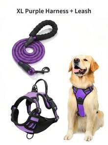 Dog Harness, Adjustable Soft Padded Vest, Reflective No-Choke Oxford Vest With Control Handle & Car Seatbelt Loop (Optional) – Includes Free Heavy-Duty 5ft Leash - Multicolor - View 12