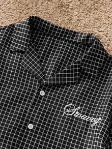 SWAVVY Men's Fashionable Plaid Print 2 In 1 Shirt - Black - View 7
