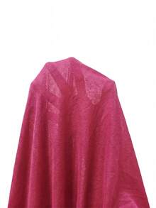 SHEIN 字母爱心印花V领休闲短袖睡裙，夏季款 - 玫紅色 - 查看 7