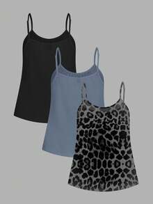 SHEIN EZwear 3件套加大码休闲简约吊带背心 - 彩色 - 查看 2