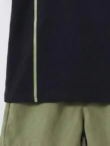 SHEIN 2件套男童休闲百搭圆领T恤和荧光绿工装短裤套装，适合春夏季节日常穿着、运动、郊游、上学、聚会、节日、拍照等场合。 - 黑色 - 查看 4