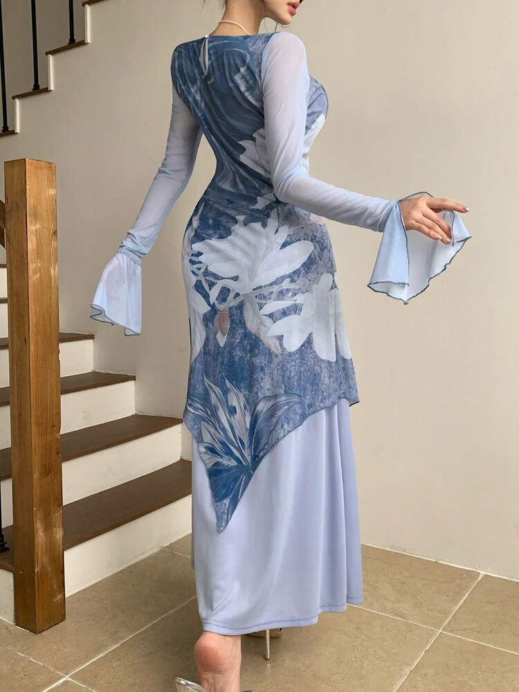 Women's Elegant Floral Wrap Dress, Vintage Lace Dress, Suitable For Spring And Summer Dates Sun Dresses For Women