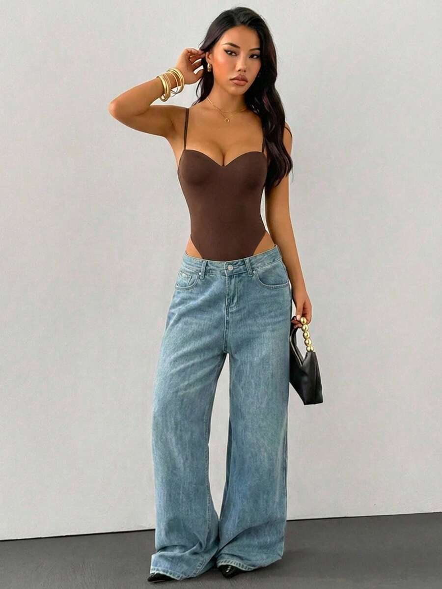 SHEIN PETITE 黑色性感复古蕾丝连裤袜,女士派对外出必备 - 咖啡棕 - 查看 1