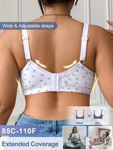 DesireSculpt Plus Size Wireless Bra, Casual Comfortable Thin Bottom Gather Bra, 1pc Comfortable Bra Full Wrap Bra Plus Size Bra Bra For Women Big Size - White - View 3