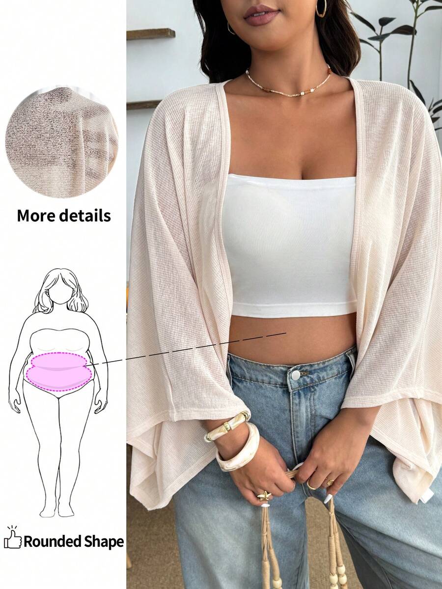 Enliva Áo khoác cardigan/khăn choàng trắng cỡ lớn dành cho nữ, thích hợp cho kỳ nghỉ, mặc hàng ngày và trang phục mùa hè đi biển. Áo cardigan nhẹ cho nữ, áo khoác ngắn che phủ, áo kimono cỡ lớn dành cho nữ. - trắng - Xem 1