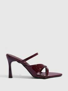 CUCCOO SZL Women's Adjustable Minimalist Maroon High Heel Sandals, For Casual Daily Wear Spring Shoes Spring Break Easter Prom Heels - Burgundy - View 2