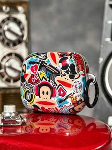 Paul Frank X SHEIN Phong cách Y2K ngọt ngào và cá tính của Spice Girl! Vỏ đựng tai nghe Bluetooth hoạt hình đầy màu sắc, kèm dây đeo chống thất lạc hình trái tim, tương thích với Ai RPods. - Nhiều màu - Xem 4