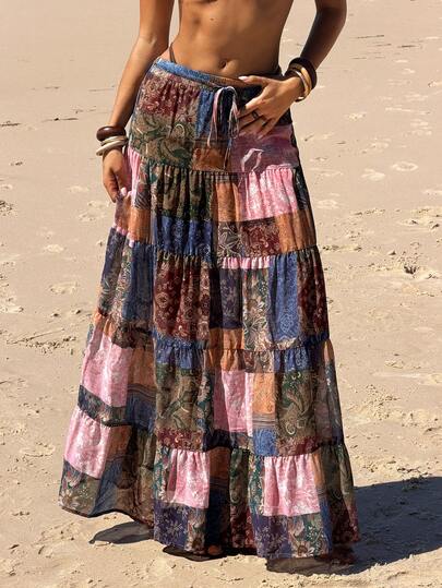 Aloruh Women's Spring/Summer New Retro Print Long Skirt, Bohemian Style Low Waist Maxi A-Line Skirt, Women's Cover-Up, Women's Beach Wear, Elegant Sexy Sheer Dress, Women's Resort Wear Vacation Summer Outfits For Women Summer Outfits Summer Clothes Skirt Skirts Skirts For Women Long Skirt Skirts For Women Women's Skirt Beach Outfits For Women Beach Outfit For Women Women's Beach Cover-Up Beach Cover-Up Women Beach Cover Ups For Women Elegant Women's Beach Cover Up Beach Dress Beach Dresses Women's Beachwear