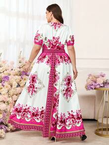 SHEIN Clasi 大码女士优雅印花V领花瓣袖收腰度假连衣裙，优雅连衣裙，女士新款连衣裙，Zanea女士连衣裙，夏季连衣裙，春季连衣裙，节日连衣裙，复活节连衣裙，优雅连衣裙，优雅派对连衣裙，沙滩连衣裙，婚礼宾客连衣裙，婚礼派对连衣裙，伴娘连衣裙，毕业礼服，母亲毕业礼服，休闲连衣裙，度假连衣裙，节日连衣裙，正式连衣裙，印花连衣裙，大码女士连衣裙，紫色飘逸连衣裙，优雅女士连衣裙，Florurora春夏优雅连衣裙，印花长裙，女士泡泡袖连衣裙，最新款连衣裙，Zanzea女士连衣裙，大码Zanea女士连衣裙，婚礼宾客服装，曲线身材生日连衣裙，大码女士连衣裙 - 彩色 - 查看 3