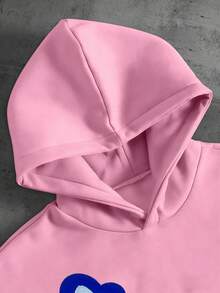 PAVTROS Áo hoodie nam có túi, thêu hoa và ngọn lửa. - Hồng - Xem 4
