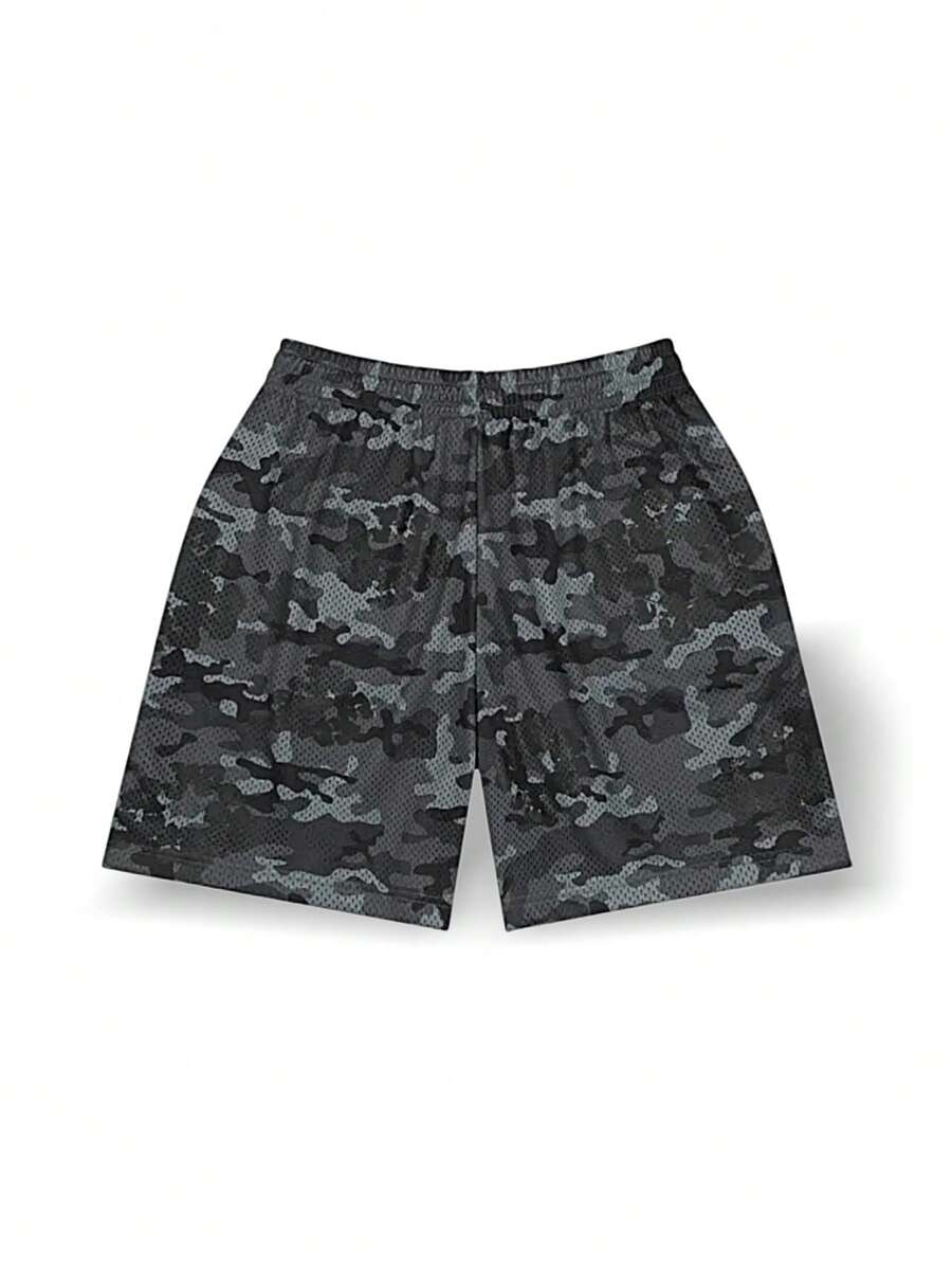 Sports Shorts Denim Tears Wreath Camo Sweat Absorption Breathable Lightweight Quick Dry Good Elasticity Easy To Wash School Men Grey Black SS25BRA10631956 - 灰黑色 - 查看 1