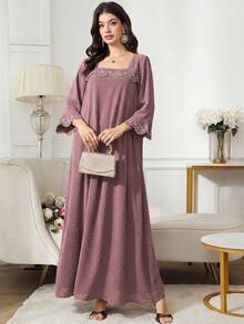 Al Najma Đầm thêu kín đáo dành cho phụ nữ - Hồng - Xem 6