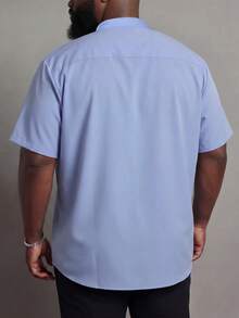 DRIVNCORE Plus Size Men's Solid Color Simple Daily Short Sleeve Shirt - Baby Blue - View 2