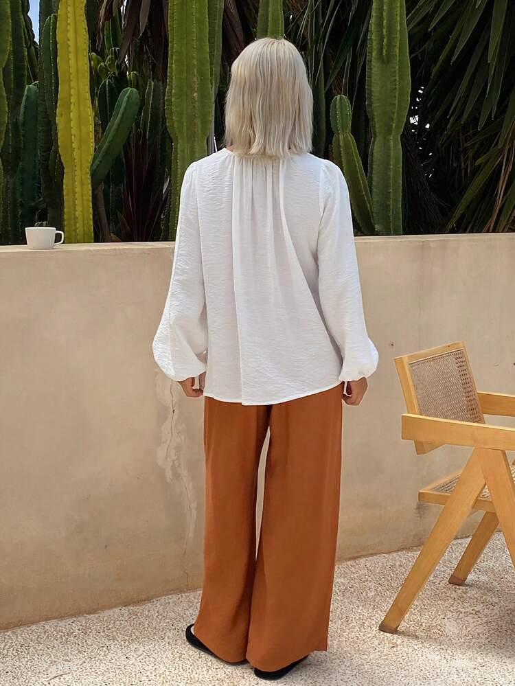 Women's Casual Front Button Long Sleeve Shirt And Pants Pajama Set