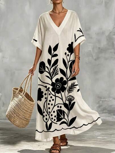 knee length dresses for ladies Women's Ivory & Pink Floral Maxi Tank Dress main image 0