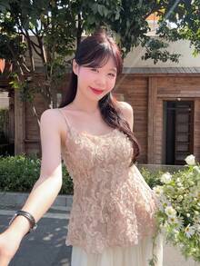 DAZY 纹理面料A字连衣裙，无袖休闲夏季背心外套（女士款） - 粉色 - 查看 5