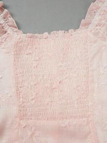 Elamini 新款优雅粉色提花露背迷你连衣裙，甜美性感度假风，田园乡村风，毕业典礼，大学校园风，暑假，海滩，派对，婚礼 - 淺粉色 - 查看 4