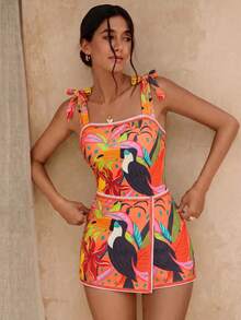 Swim Oasis 两件套比基尼泳衣套装，连体泳衣带裙摆，性感优雅撞色泳装套装，春夏海滩度假新款 - 彩色 - 查看 6