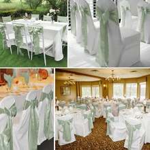 8/12/16/24 Pack Rose Gold Satin Chair Belt Chair Ribbon Bow Suitable For Wedding Banquet Party Baby Shower Birthday Party Decoration - Ratgrass green - View 7