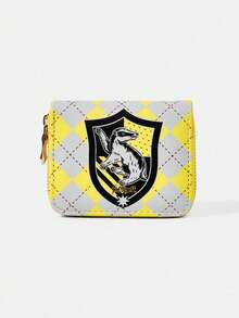 HARRY POTTER X SHEIN 1个装，菱形线条豹纹设计简约风格拉链零钱包，适合女性使用。 - 多色A - 查看 1