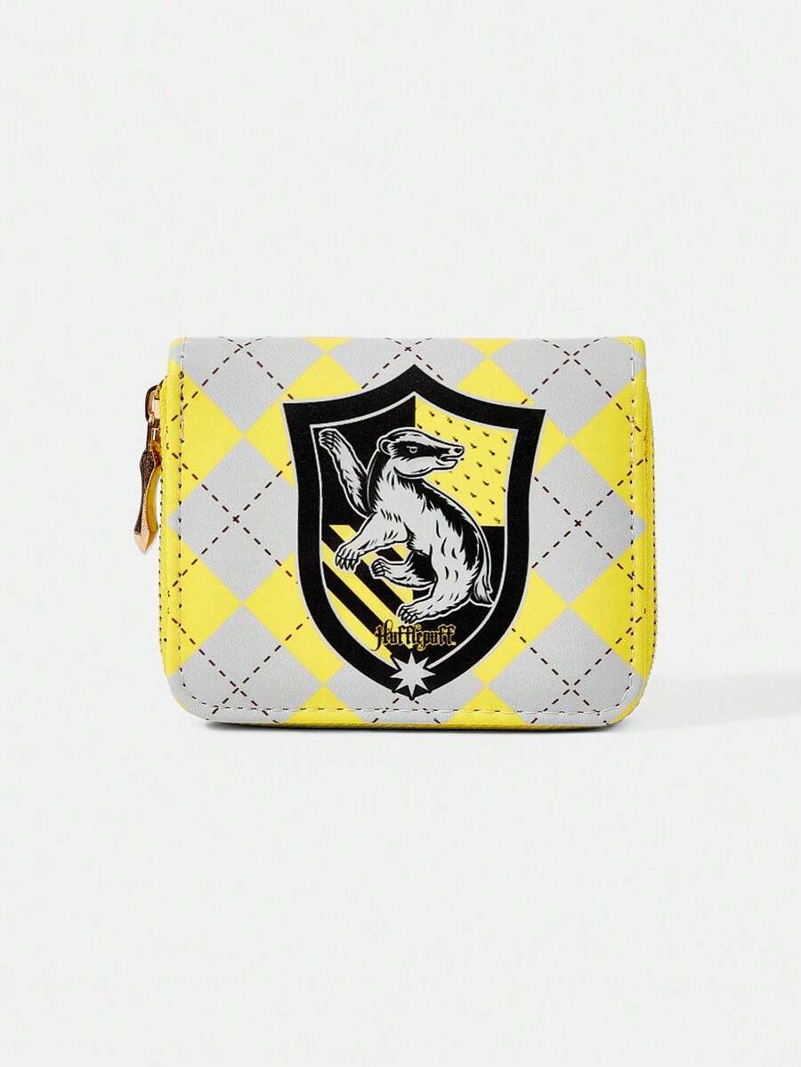 HARRY POTTER X SHEIN 1个装,菱形线条豹纹设计简约风格拉链零钱包,适合女性使用。 - 多色A - 查看 1