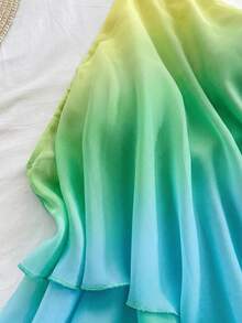 Soleia 女士浪漫度假蝴蝶金属装饰渐变吊带背心，粉色和黄色，适合海滩、海边、性感、约会 - 綠色 - 查看 4