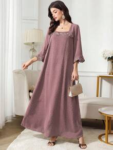 Al Najma Đầm thêu kín đáo dành cho phụ nữ - Hồng - Xem 7