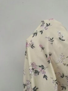 GalTyme Vestido Camiseta Floral com Amarração na Frente, Plus Size, Férias - Damasco - Visão 8