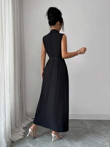 Elenzga Đầm chiffon xếp ly buộc dây kiểu dáng thường ngày dành cho nữ, thích hợp cho mùa hè. - Nhiều màu - Xem 2