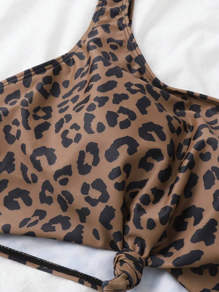 2 Pieces Leopard Print Vacation Beach Swimwear, Print Design Varies Summer
