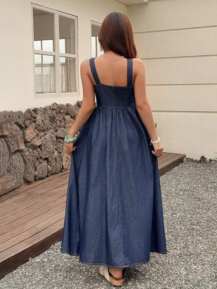 Women's Casual Denim Dress, Suitable For Spring And Summer Vacation