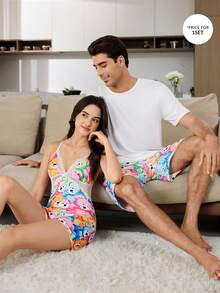 CoupledUp Bộ đồ ngủ đôi hình gấu bông nhiều màu sắc dành cho nam giới - Nhiều màu - Xem 6