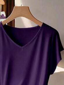 Plus Size V-Neck Short Sleeve Casual Knotted 2 Pieces Set, Summer - Multicolor - View 3