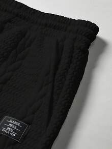 Manfinity CasualCool 2pcs/Set Men's Knit Casual Plus Size Tank Top And Shorts, Holiday - Black - View 4
