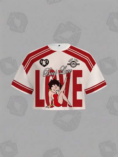 Betty Boop x SHEIN Plus Size Minimalist Printed Round Neck T-Shirt