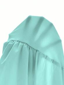 SHEIN Unity Women's Solid Color Minimalist Everyday Rib Knit Patchwork Dress Casual Vacation Cruise Travel Beach Sunbathi - Mint Green - View 7